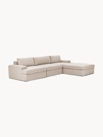 Modulares Sofa Russell (4-Sitzer) mit Hocker, mit abnehmbaren Bezügen, Bezug: 100% Baumwolle Der strapa, Gestell: Massives Kiefernholz, Spe, Füße: Kunststoff Dieses Produkt, Webstoff Beige, B 309 x T 206 cm