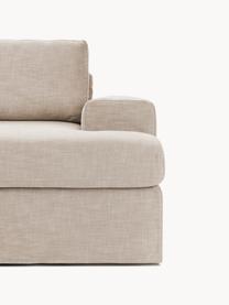 Modulares Sofa Russell (4-Sitzer) mit Hocker, mit abnehmbaren Bezügen, Bezug: 100% Baumwolle Der strapa, Gestell: Massives Kiefernholz, Spe, Füße: Kunststoff Dieses Produkt, Webstoff Beige, B 309 x T 206 cm