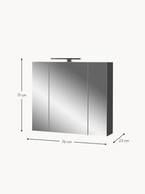 Miroir avec rangement et éclairage LED Elisa, larg. 76 cm, Anthracite, argenté, larg. 76 x haut. 71 cm