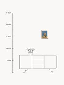 Gerahmter Digitaldruck Higher, Bild: Digitaldruck auf Papier, Rahmen: Eichenholz, Front: Glas, Braun- und Blautöne, Helles Holz, B 29 x H 37 cm