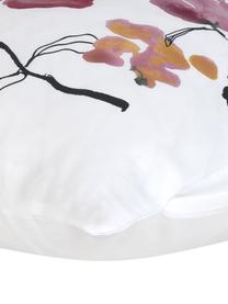 Povlak na polštář z bavlněného saténu s květinovým vzorem Fiori 2 ks, Bílá, růžová, černá