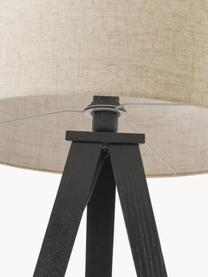 Stojací stativová lampa z masivního dřeva Jake, skandi styl, Béžová, černá, V 150 cm