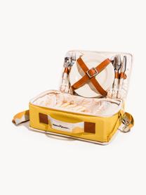 Picknick-Set Retro, Tasche: 50 % Baumwolle, 25 % Poly, Sonnengelb, Weiss, Braun, B 36 x H 13 cm