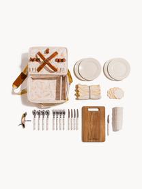 Picknick-Set Retro, Tasche: 50 % Baumwolle, 25 % Poly, Sonnengelb, Weiß, Braun, B 36 x H 13 cm