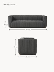 Bouclé-Sofa Antonio (3-Sitzer) mit Holz-Füssen, Bezug: Bouclé (100 % Polyester) , Gestell: Massives Holz, Sperrholz, Bouclé Anthrazit, B 217 x T 89 cm