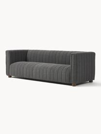 Bouclé-Sofa Antonio (3-Sitzer) mit Holz-Füssen, Bezug: Bouclé (100 % Polyester) , Gestell: Massives Holz, Sperrholz, Bouclé Anthrazit, B 217 x T 89 cm