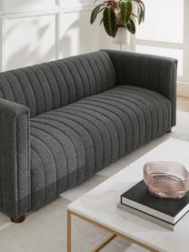 Bouclé-Sofa Antonio (3-Sitzer) mit Holz-Füssen, Bezug: Bouclé (100 % Polyester) , Gestell: Massives Holz, Sperrholz, Bouclé Anthrazit, B 217 x T 89 cm