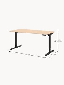 Höhenverstellbarer Schreibtisch Y-Line, Gestell: Metall, pulverbeschichtet, Tischplatte: Spanplatte, melaminharzbe, Hellbeige, Schwarz, B 160 x T 80 cm