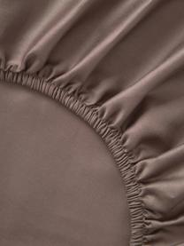 Drap-housse en satin de coton Comfort, Brun foncé, larg. 90 x long. 200 cm, haut. 25 cm