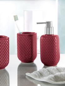 Dispenser sapone in gres Mila, Testa della pompa: metallo, Rosso bordeaux, Ø 8 x Alt. 17 cm