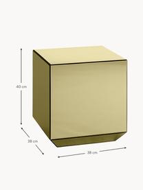 Tavolino da salotto Speculum, Pannello di fibra a media densità (MDF), lastra di vetro, Dorato, Larg. 38 x Prof. 38 cm