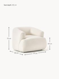 Fauteuil Sofia, Tissu blanc crème, larg. 97 x prof. 84 cm