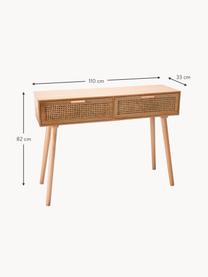 Console avec cannage Romeo, Brun clair, larg. 110 x haut. 82 cm