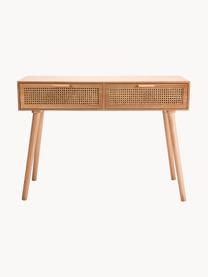 Houten wandtafel Romeo met Weens vlechtwerk, Frame: MDF, essenhoutfineer, Lichtbruin, B 110 cm x H 82 cm