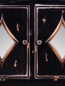 Konsola z drewna jodłowego z antycznym wykończeniem Rene, Blat: płyta pilśniowa średniej , Czarny, odcienie srebrnego, odcienie brązowego, S 80 x W 88 cm