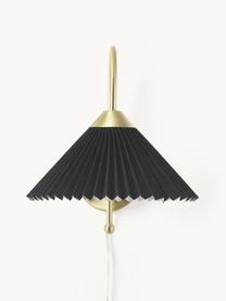 Aplique de lino plisado Viens, Pantalla: lino, Estructura: metal cepillado, Cable: cubierto en tela, Negro, An 28 x L 200 cm
