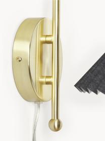 Aplique de lino plisado Viens, Pantalla: lino, Estructura: metal cepillado, Cable: cubierto en tela, Negro, An 28 x L 200 cm