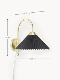 Nástenná lampa s ľanovým tienidlom Viens, Čierna, Š 28 x D 200 cm