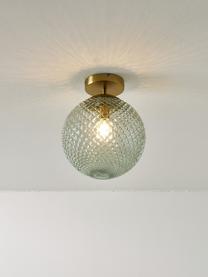 Kleine plafondlamp Lorna van glas, Lampenkap: glas, Goudkleurig, groen, Ø 25 x H 30 cm