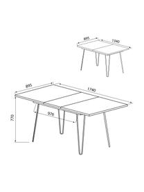 Table extensible avec pieds en métal Aero, 134 - 175 x 90 cm, Bois de chêne, larg. de 134 à 175 x prof. 90 cm