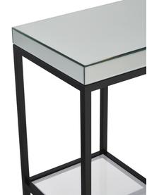 Sidetable Pippard met glazen plateaus, Frame: gelakt metaal, Tafelblad: spiegelglas, Zwart, transparant, B 120 x D 36 cm