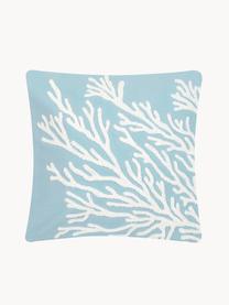 Copricuscino in cotone con motivo trapuntato Reef, 100% cotone, Azzurro, bianco, Larg. 40 x Lung. 40 cm