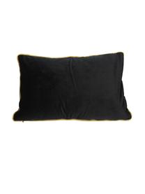 Coussin décoratif rectangulaire velours Cheers, Corps : bois de frêne, noir laqué Pied : couleur dorée