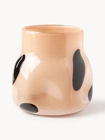 Glas-Vase Romilly, H 21 cm, Glas, Peach, Schwarz, Ø 20 x H 21 cm