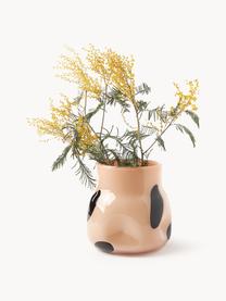 Skleněná váza Romilly, V 21 cm, Sklo, Broskvová, černá, Ø 20 cm, V 21 cm