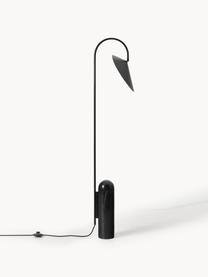 Stehlampe Arum mit Marmorfuss, verstellbar, Lampenschirm: Aluminium, pulverbeschich, Gestell: Eisen, pulverbeschichtet, Schwarz, marmoriert, H 136 cm