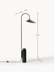 Lampa podłogowa z marmurową podstawą Arum, Stelaż: żelazo malowane proszkowo, Czarny, marmurowy, W 136 cm