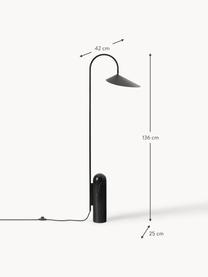 Stojací lampa s mramorovou podstavou Arum, nastavitelná, Černá, mramorovaná, V 136 cm