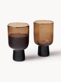 Ručně vyrobené sklenice na víno se vzduchovými bublinami Bari 6 ks, Sklo, Hnědá, Ø 7 cm, V 12 cm, 250 ml