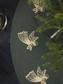 Weihnachtsbaumteppich Flying Angel aus Baumwolle, 100 % Baumwolle, Dunkelgrün, Goldfarben, Ø 110 cm