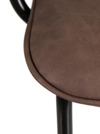 Krzesło tapicerowane ze sztucznej skóry Iskia, Tapicerka: sztuczna skóra (95% polie, Stelaż: płyta wiórowa, Nogi: metal, Brązowy, czarny, S 54 x G 55 cm