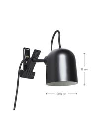 Lámpara de escritorio Angle, Lámpara: metal con pintura en polv, Cable: cubierto en tela, Negro, Ø 10 x Al 12 cm