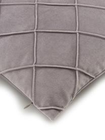 Housse de coussin velours gris clair texturé Luka, Velours (100 % polyester), Gris, larg. 40 x long. 40 cm