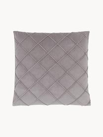 Housse de coussin velours gris clair texturé Luka, Velours (100 % polyester), Gris, larg. 40 x long. 40 cm