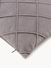 Housse de coussin velours gris clair texturé Luka, Velours (100 % polyester), Gris, larg. 40 x long. 40 cm