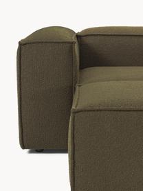 Modulares Sofa Lennon (4-Sitzer) aus Bouclé mit Hocker, Bezug: Bouclé (100 % Polyester) , Gestell: Massives Kiefernholz, Spe, Bouclé Olivgrün, B 327 x T 207 cm