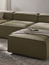 Modulares Sofa Lennon (4-Sitzer) aus Bouclé mit Hocker, Bezug: Bouclé (100 % Polyester) , Gestell: Massives Kiefernholz, Spe, Bouclé Olivgrün, B 327 x T 207 cm