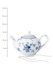 Čajová  kanvica Candy Rose, 1.6 l, Fine Bone China, Biela, modrá, 1,6 l