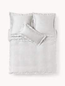 Funda nórdica de satén Carlotta, Gris claro, blanco, Cama 90 cm (155 x 220 cm)