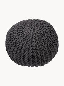 Pouf en tricot artisanal Dori, Anthracite, Ø 55 x haut. 35 cm