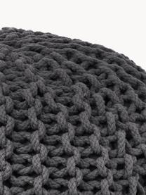 Pouf a maglia fatto a mano Dori, Rivestimento: 100% cotone, Antracite, Ø 55 x Alt. 35 cm