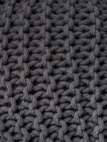 Pouf en tricot artisanal Dori, Anthracite, Ø 55 x haut. 35 cm