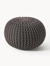 Pouf en tricot artisanal Dori, Anthracite, Ø 55 x haut. 35 cm