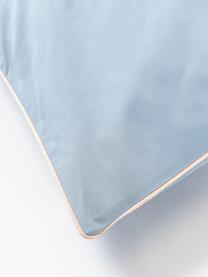 Funda de almohada de percal con ribete Daria, Azul claro, beige claro, An 45 x L 110 cm