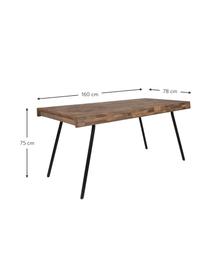 Mesa de comedor Suri, tablero de madera de teca reciclada, Tablero: madera de teca, lacada tr, Patas: acero recubierto de melam, Teca reciclada, An 160 x F 78 cm