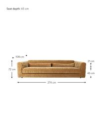 Samt-Sofa Club (3-Sitzer), Bezug: Samt (100% Polyester), Füße: Metall, pulverbeschichtet, Samt Senfgelb, B 274 x T 108 cm